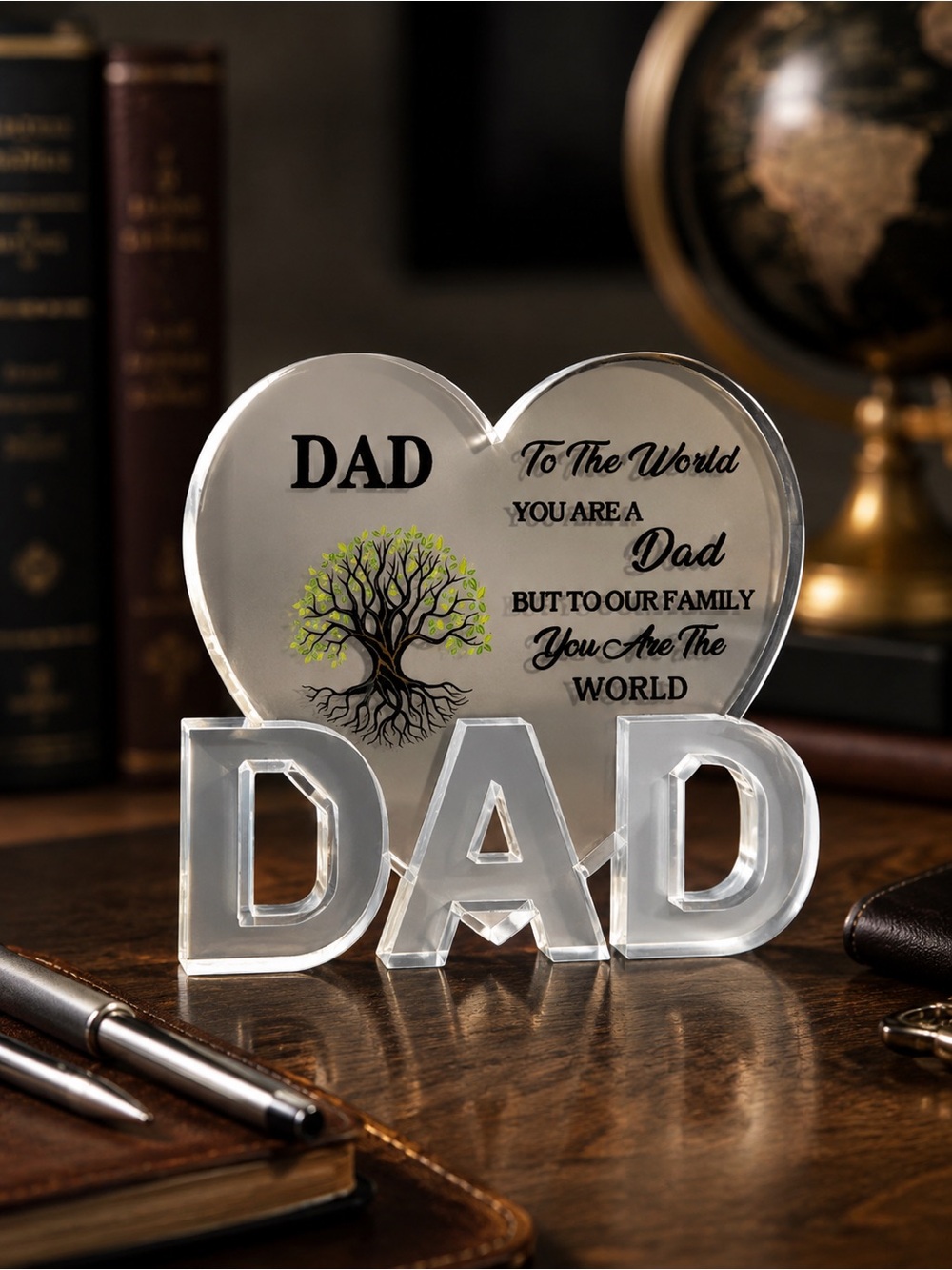 Clear Acrylic 'DAD' Appreciation Heart Keepsake - New Boxed